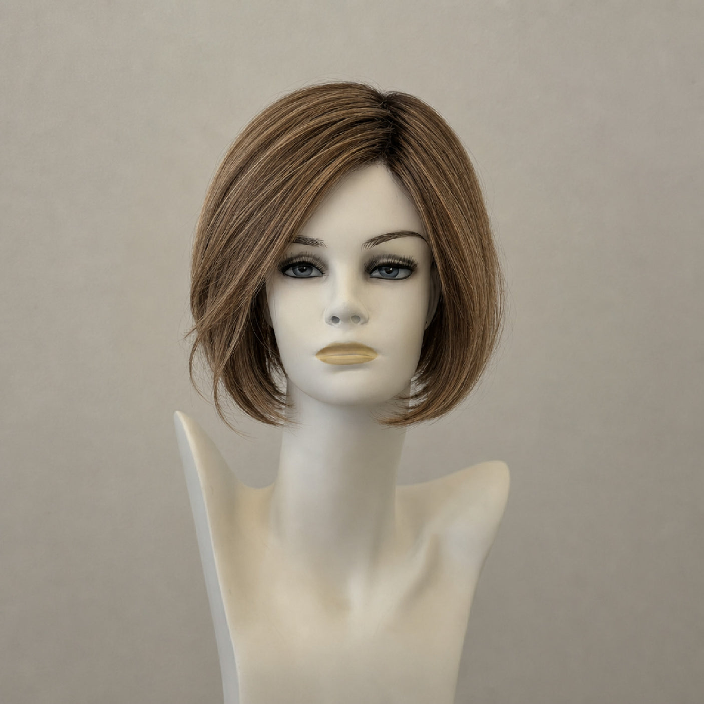 Ombré-Perücke, dunkelbraun, mittellang, mit Ansatzfärbung, Kunsthaar