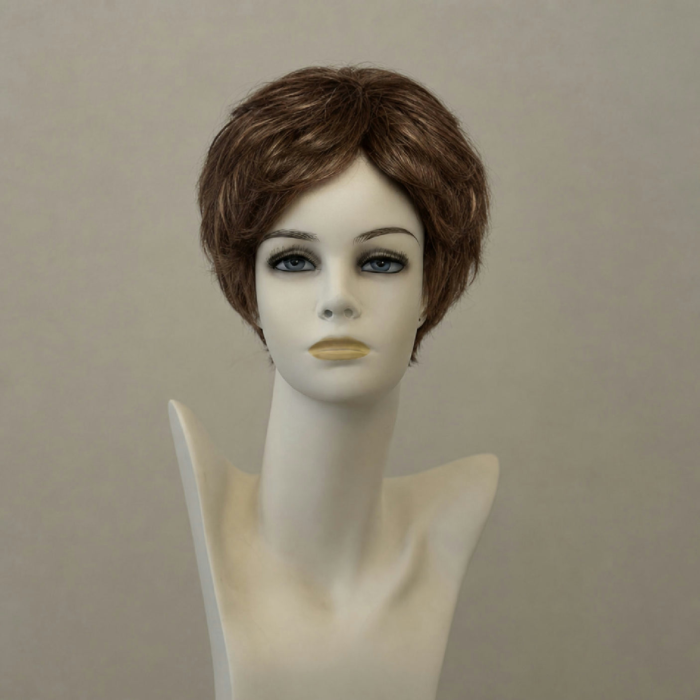 Perücke Alexa, mittelbraun mit blonden Highlights, mittellang, Lace-Front