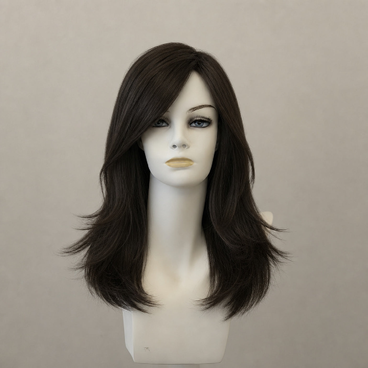 Schwarze Lace-Perücke Angelina, lang, gewellt