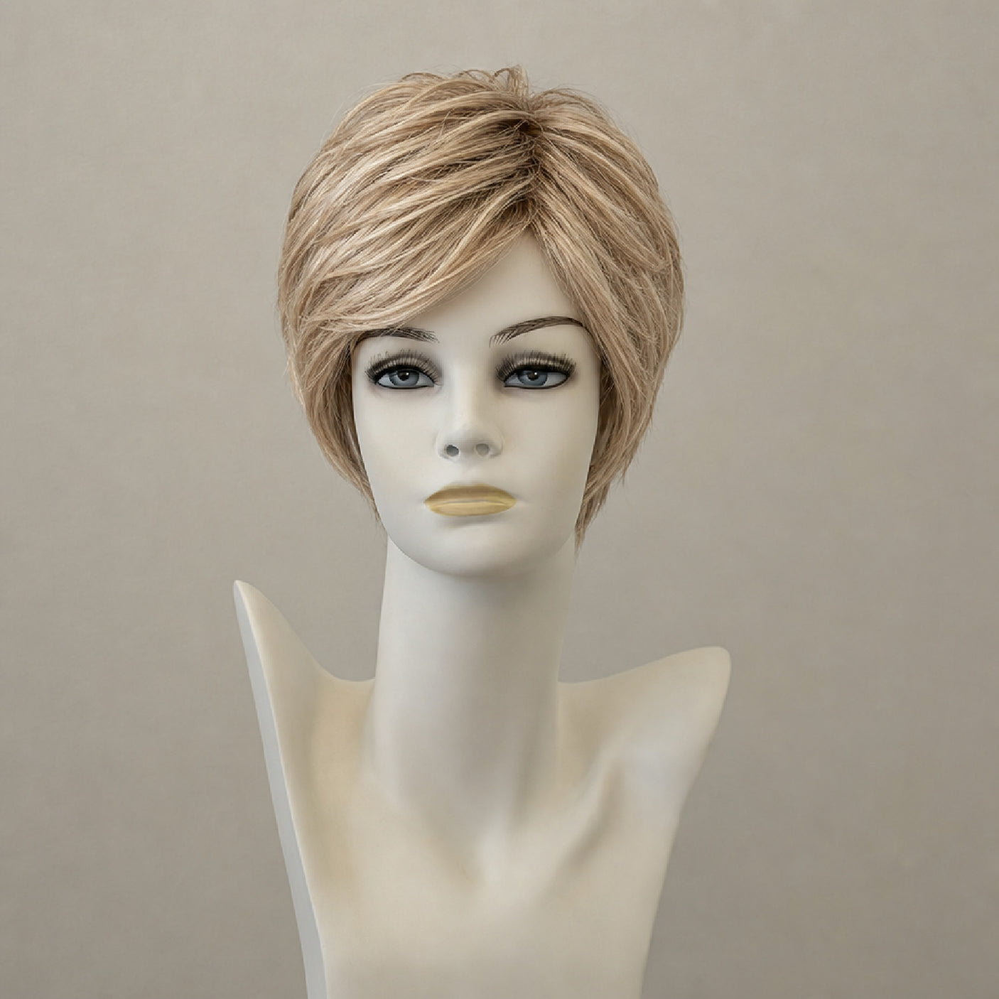 Lange, gewellte Kunsthaarperücke in Toasted Sesame, Lace Front