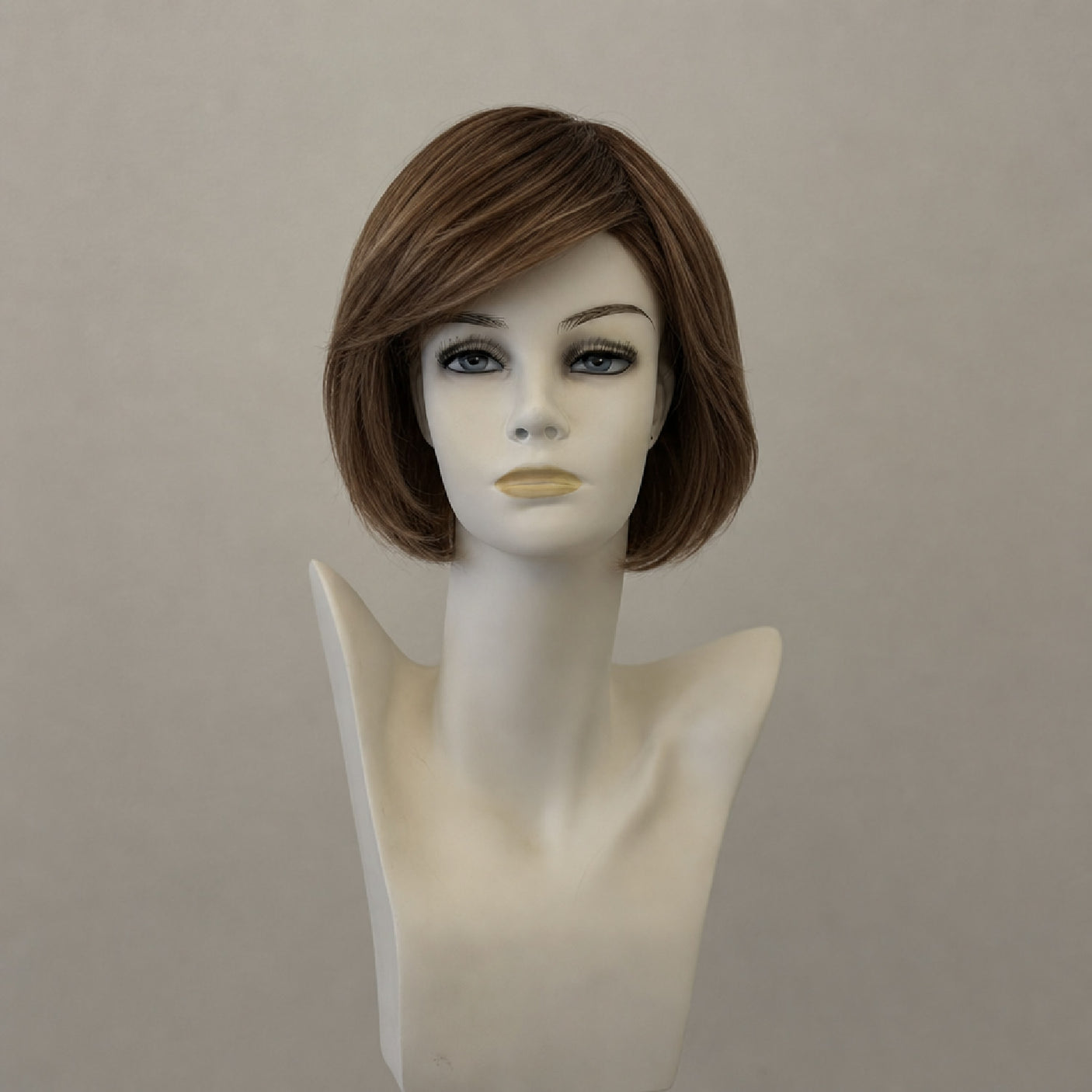 Kurze, schulterlange dunkelbraune Perücke mit Lace-Front
