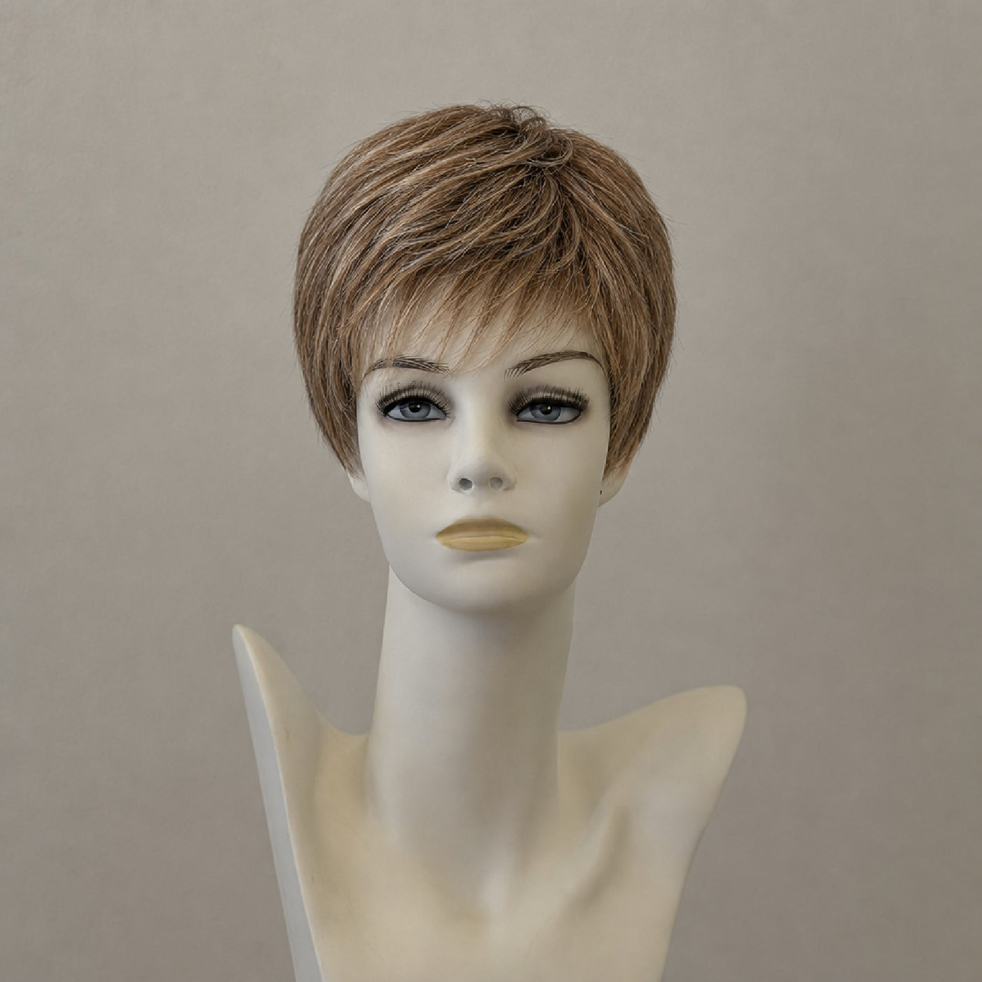 Braune, schulterlange Perücke mit leichten Wellen, Carol Chocolate Mix