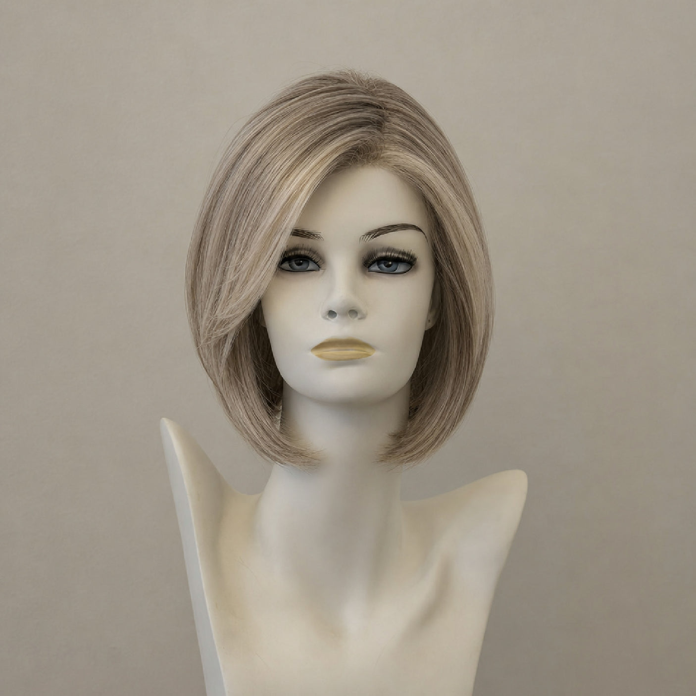 Glänzende, schulterlange Perücke in Naturschwarz, Monofilament Lace Front