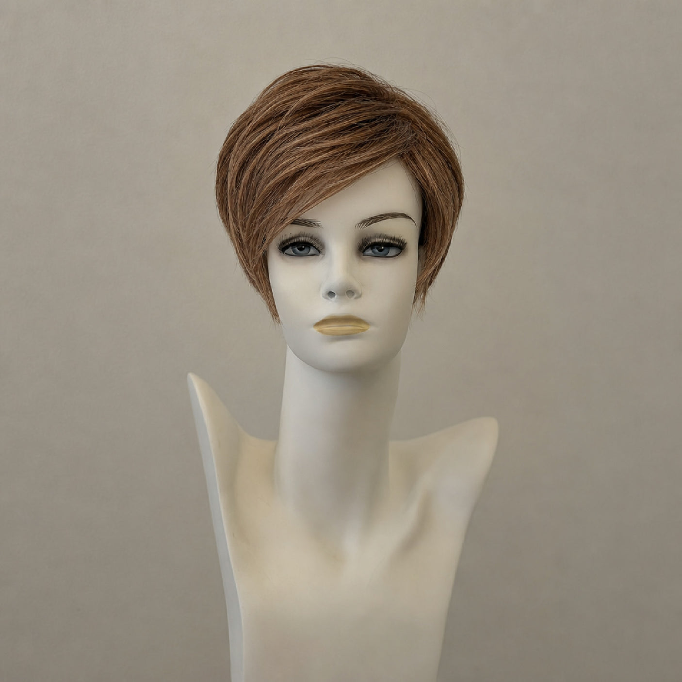 Kurze Perücke, mittellang, zweifarbig Braun/Blond