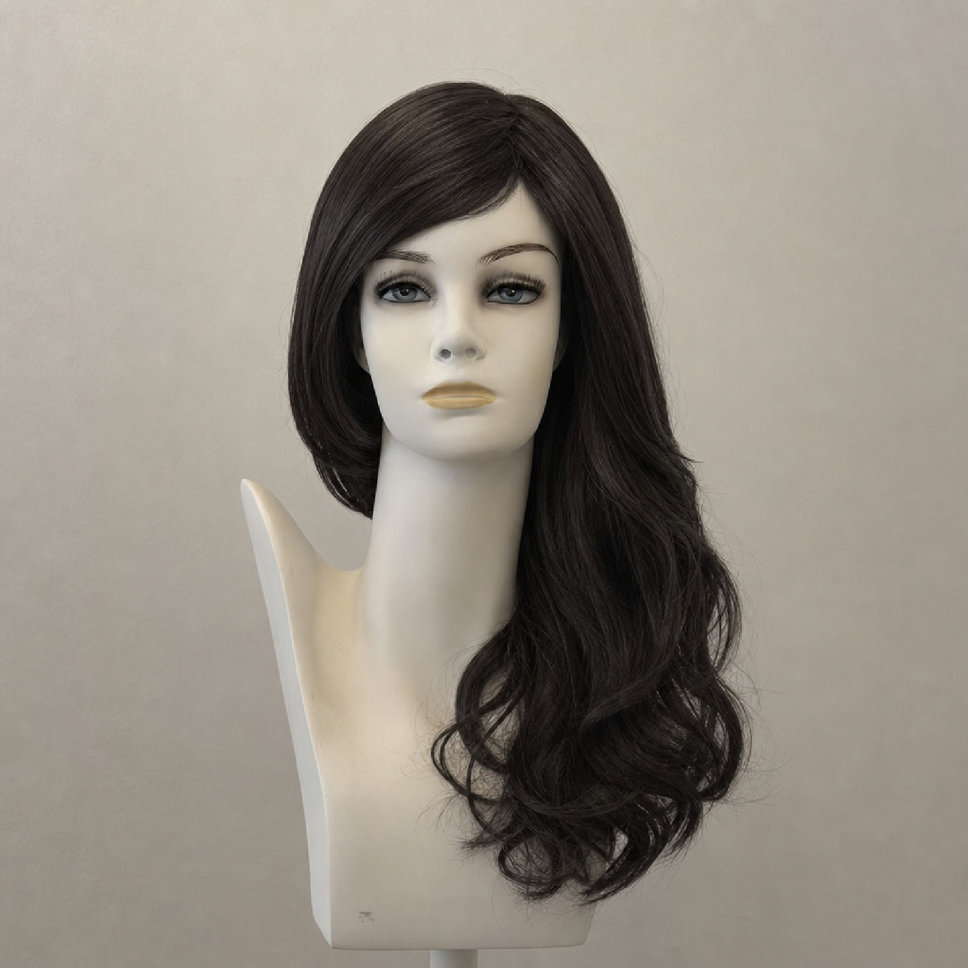 Lange schwarze Perücke mit braunen Highlights, Ombre-Look