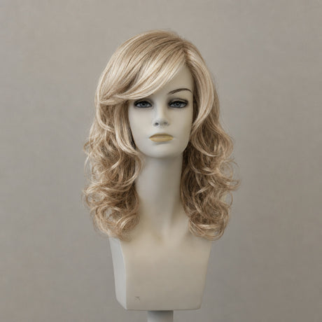Kurze blonde Perücke Adriana Lace, gewellt, mit Highlights