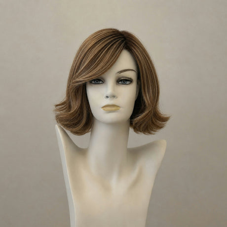 Mittellange Perücke Affair Lace Part, braun mit cremefarbenen Highlights