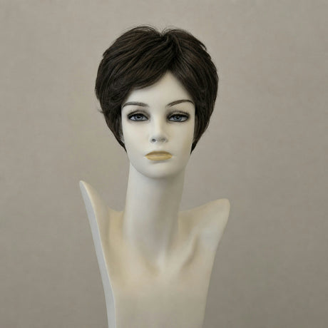 Kurze, gestufte Perücke Alexa Mono Lace 1B, schwarzbraun