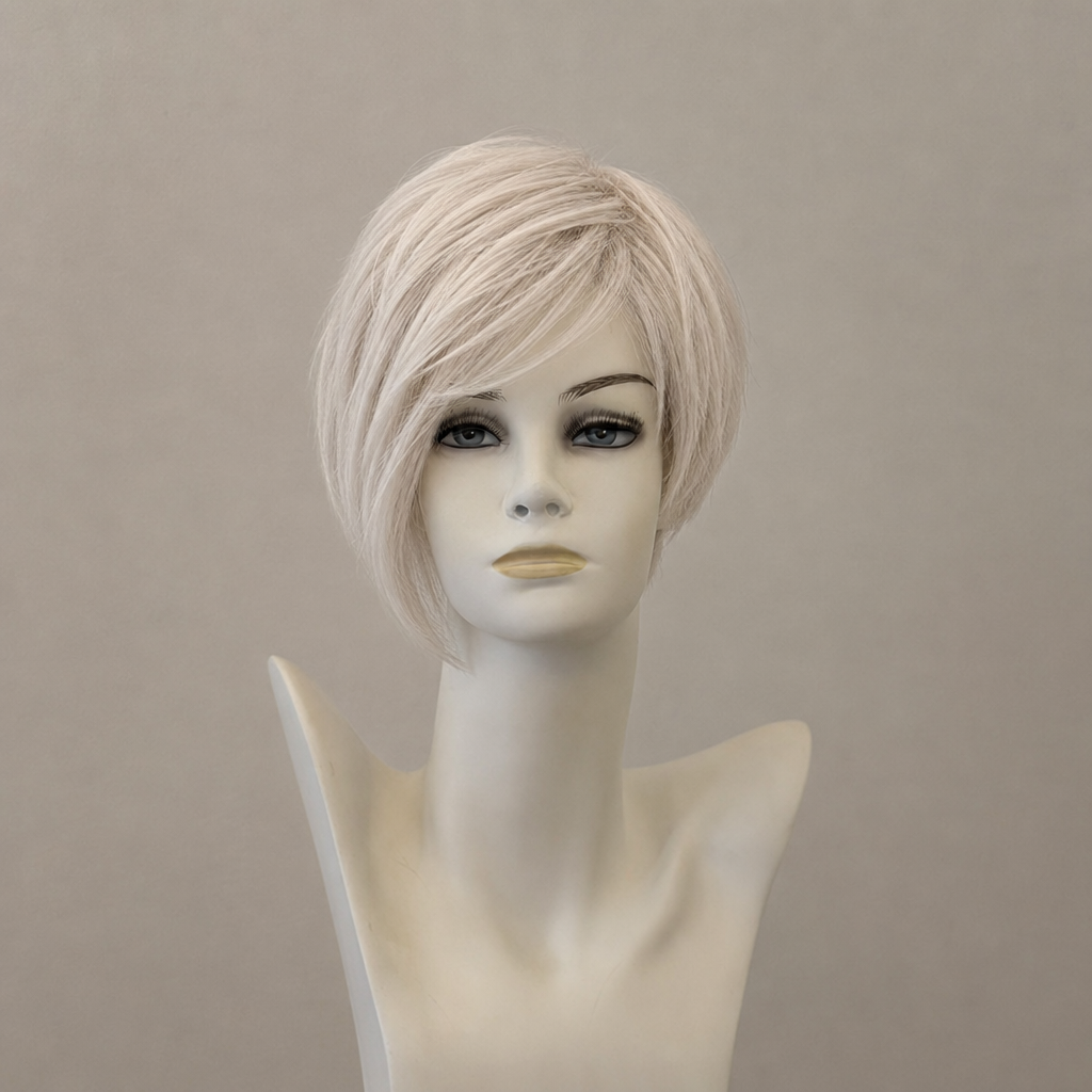 Amaze Perücke, silberblond gesträhnt, schulterlang