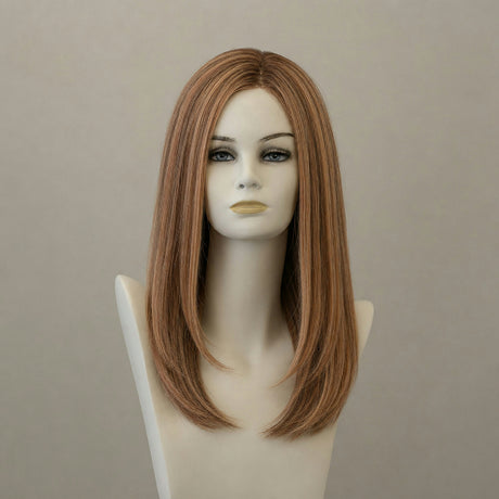 Terracotta-goldene Langhaarperücke Amelia mit Swiss Lace