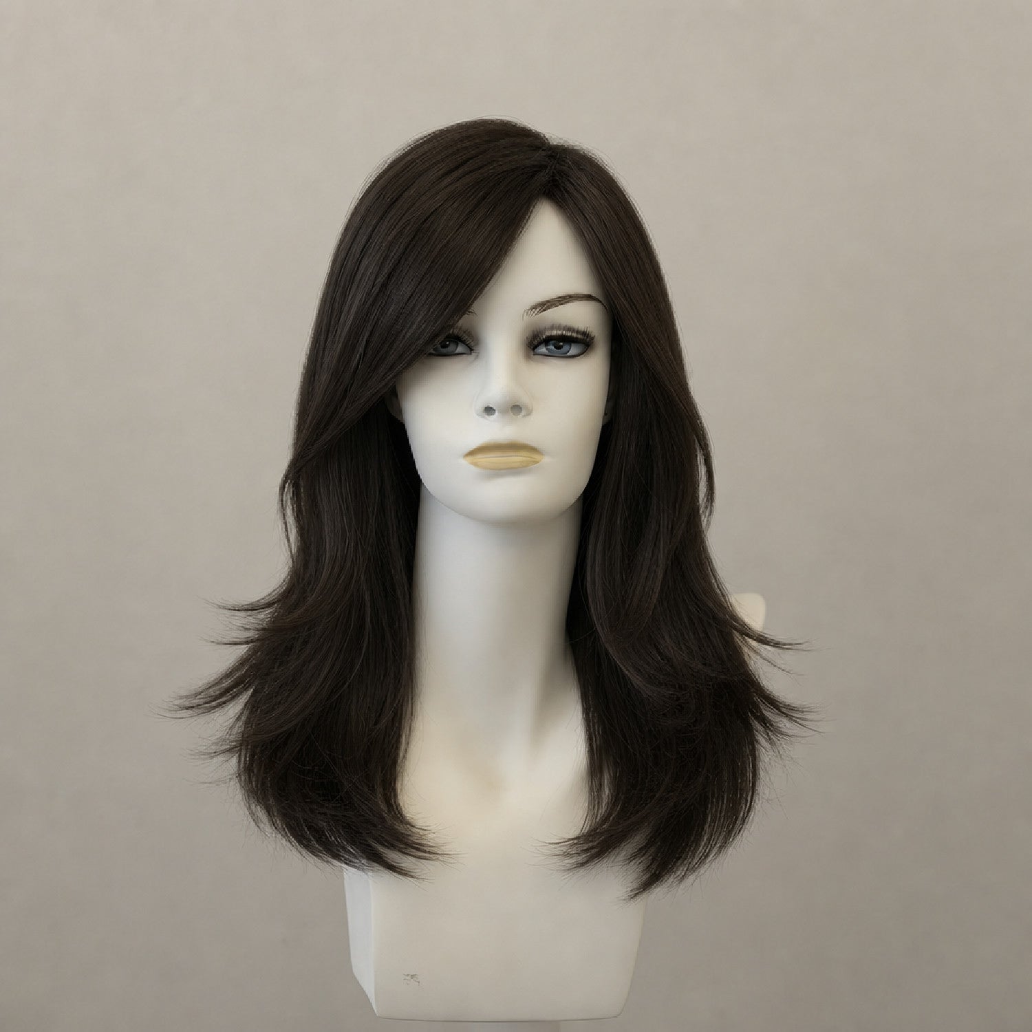Schwarze Lace-Perücke Angelina, lang, gewellt