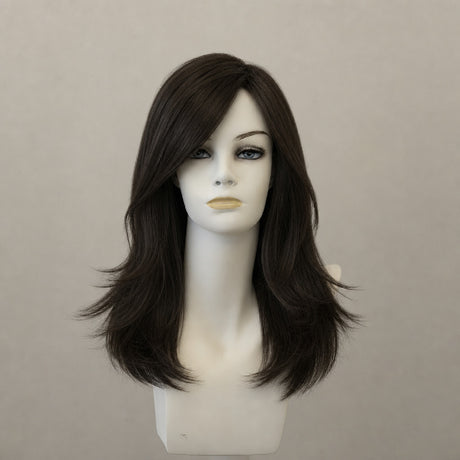 Schwarze Lace-Perücke Angelina, lang, gewellt