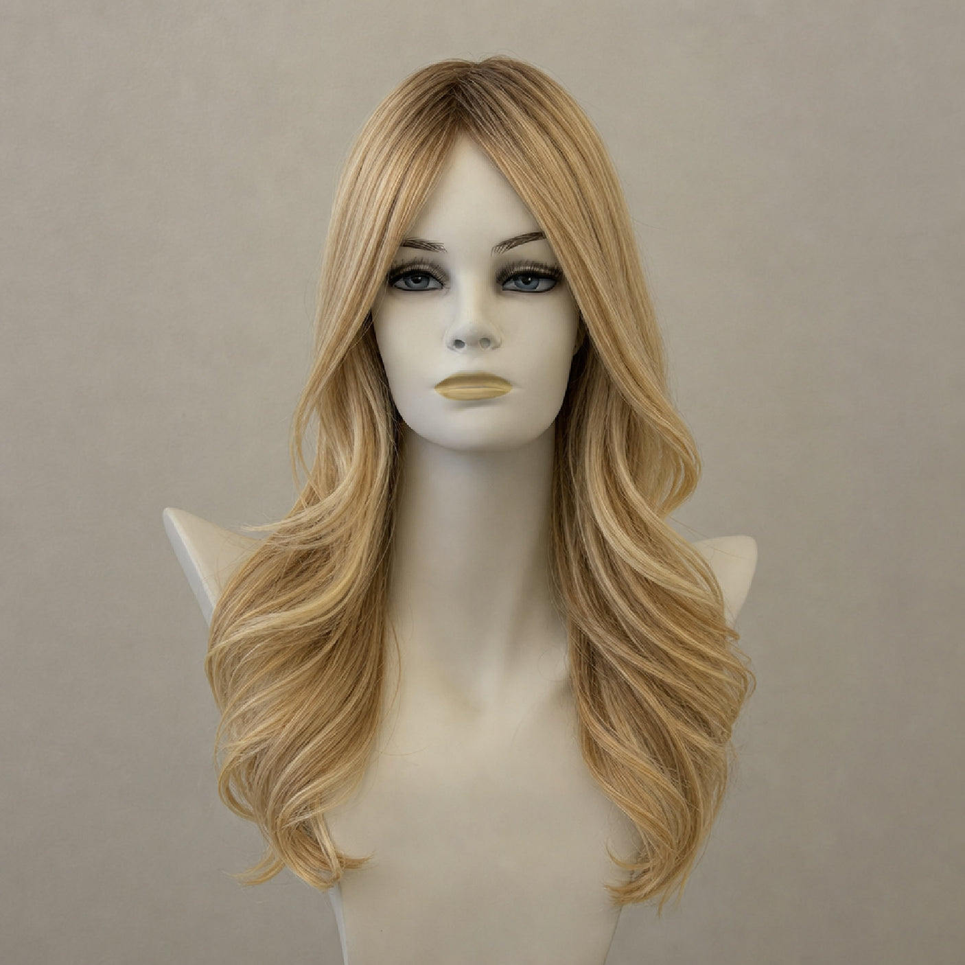 Lange dunkelbraune Perücke mit Highlights, Ombre-Effekt, Maxi Lace
