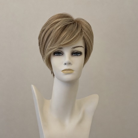 Blonde schulterlange Lockenperücke Angie II mit Highlights