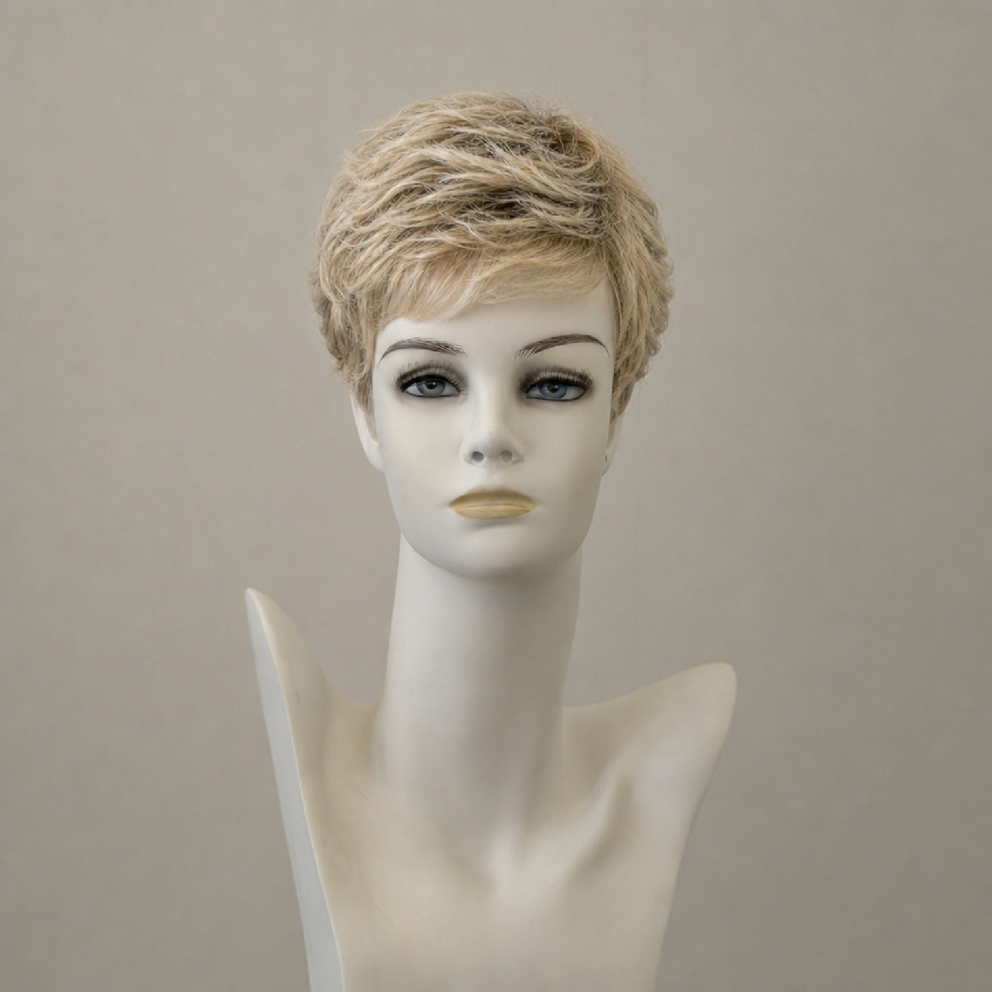 Lange, blonde Perücke mit dunklem Ansatz, Wellen