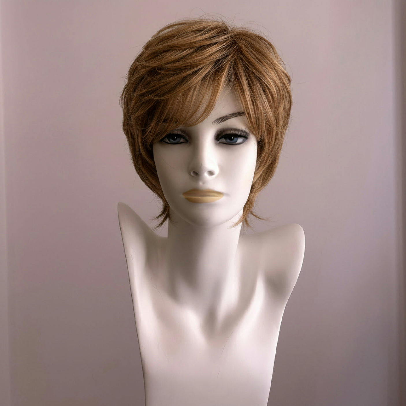 Kurze blonde Perücke Honey Mix, schulterlang, gewellt, Anouk SF