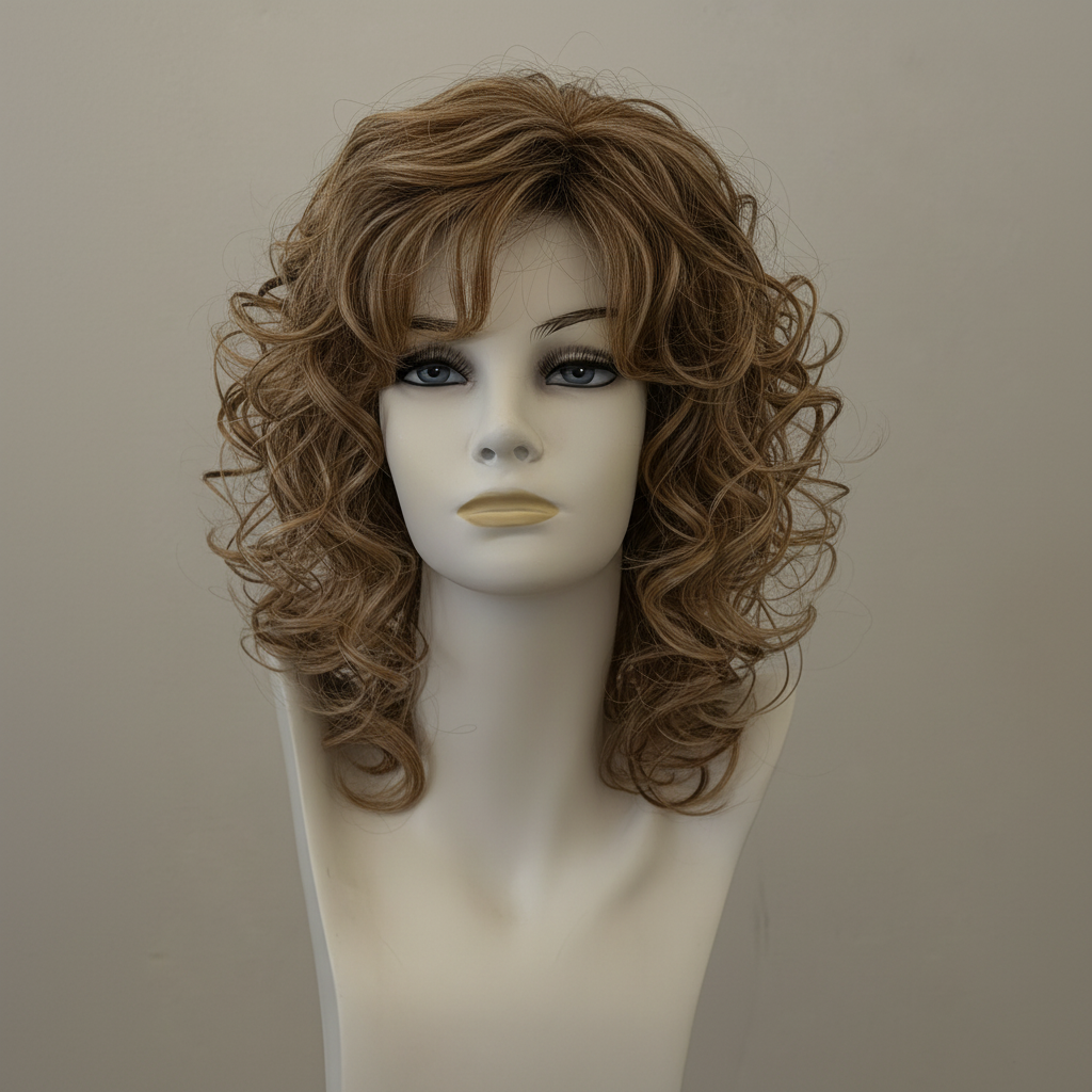 Perücke Aurelia Butterscotch: Mittellang, gewellt, honigblonde Highlights