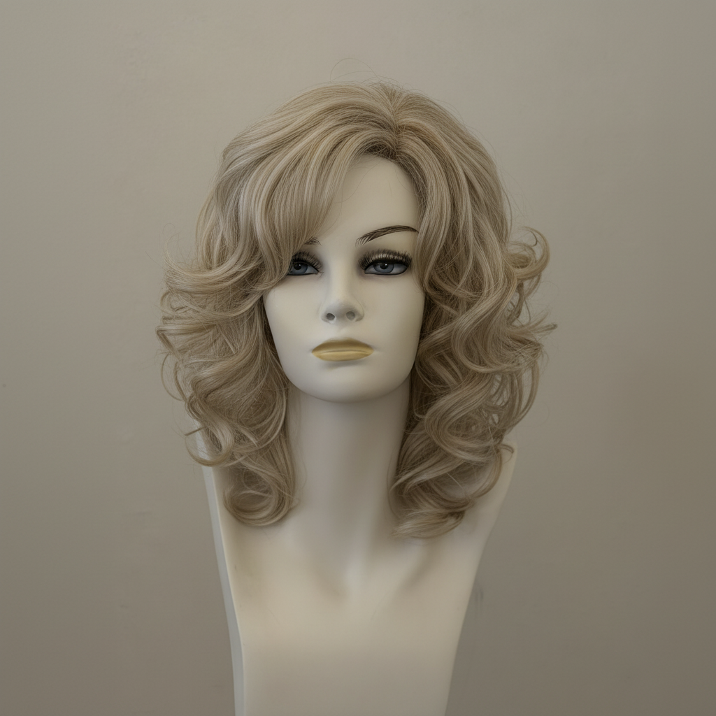 Danish Blond Ombré Perücke – Aurelia mit dunklem Ansatz und langen Wellen