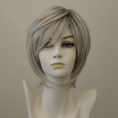 Perücke Ava Mono Part polar silver/shad, glatt, schulterlang