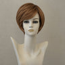 Braune Lace-Front-Perücke, schulterlang, mit Highlights.