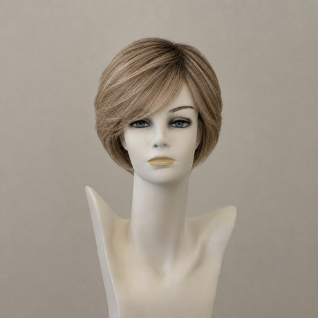 Kurze braune Perücke, Bikini Mono Lace, 36 cm