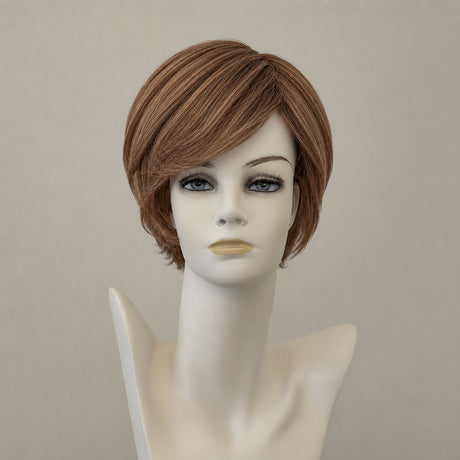 Kurzhaarperücke in hellem Blond und Braun, Kunsthaar, Lace Front