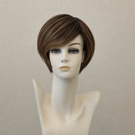 Kurze blonde Perücke, schulterlang, mit Pony und Lace Front