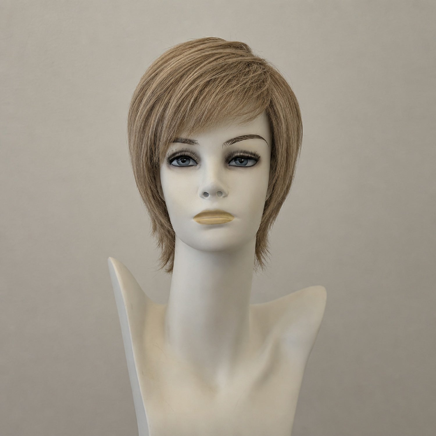 Kurze Perücke, hellbraun mit Highlights, Lace Front
