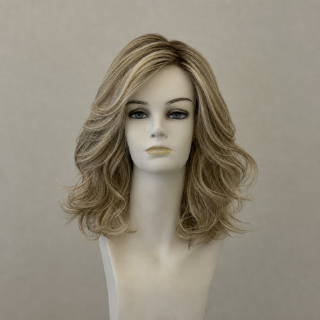Lange, wellige Perücke mit Ombré-Farbverlauf in Braun und Blond
