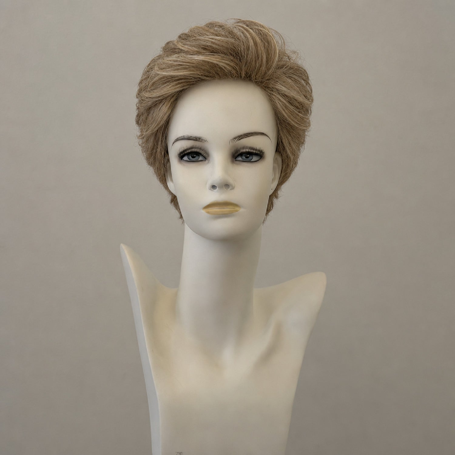Carol Mono Lace Perücke, kastanienbraun mit blonden Highlights, mittellang