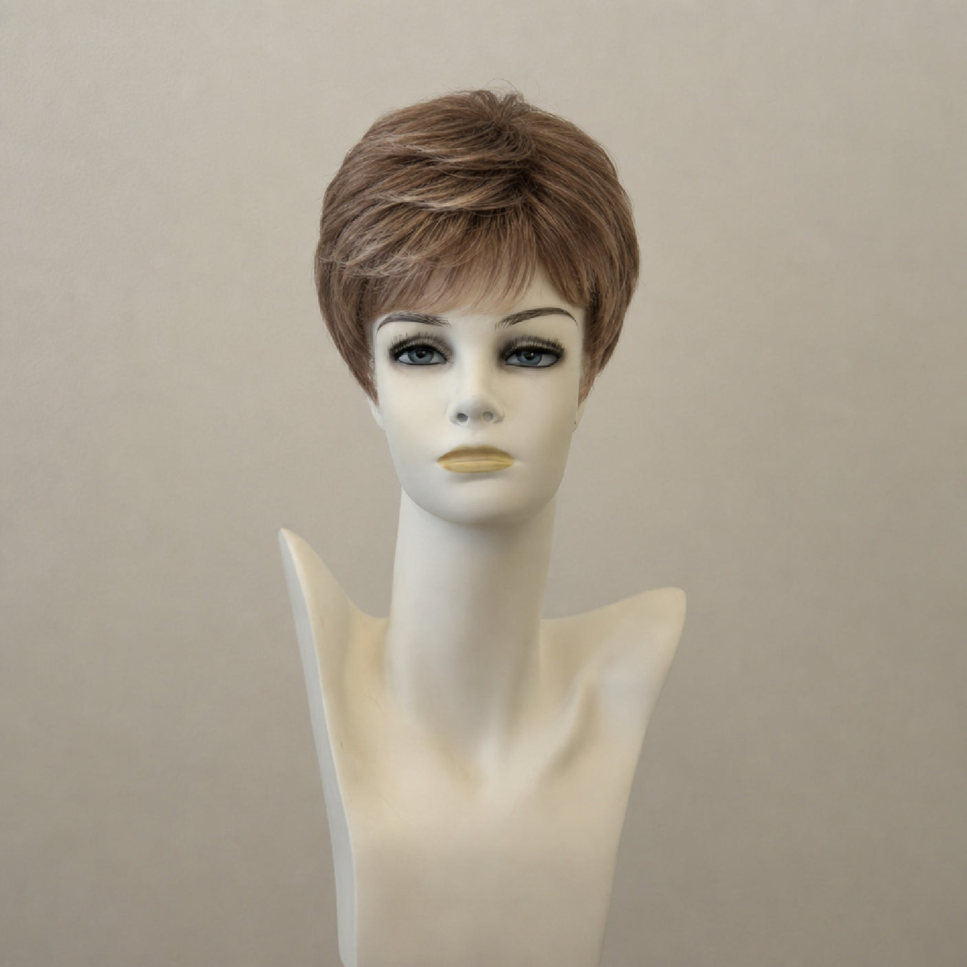 Lange, gewellte Perücke in Honigbraun mit Highlights, Lace Front