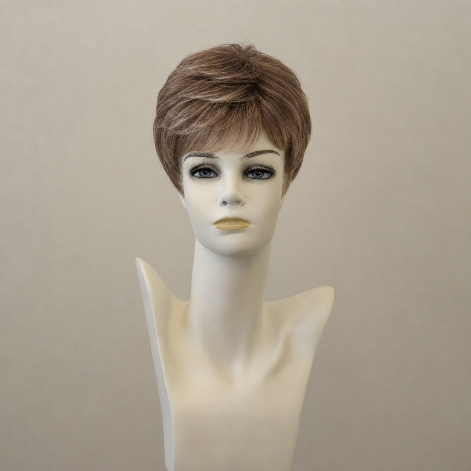 Lange, gewellte Perücke in Honigbraun mit Highlights, Lace Front