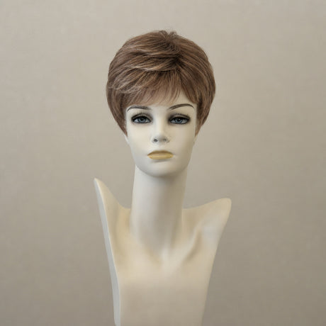 Lange, gewellte Perücke in Honigbraun mit Highlights, Lace Front