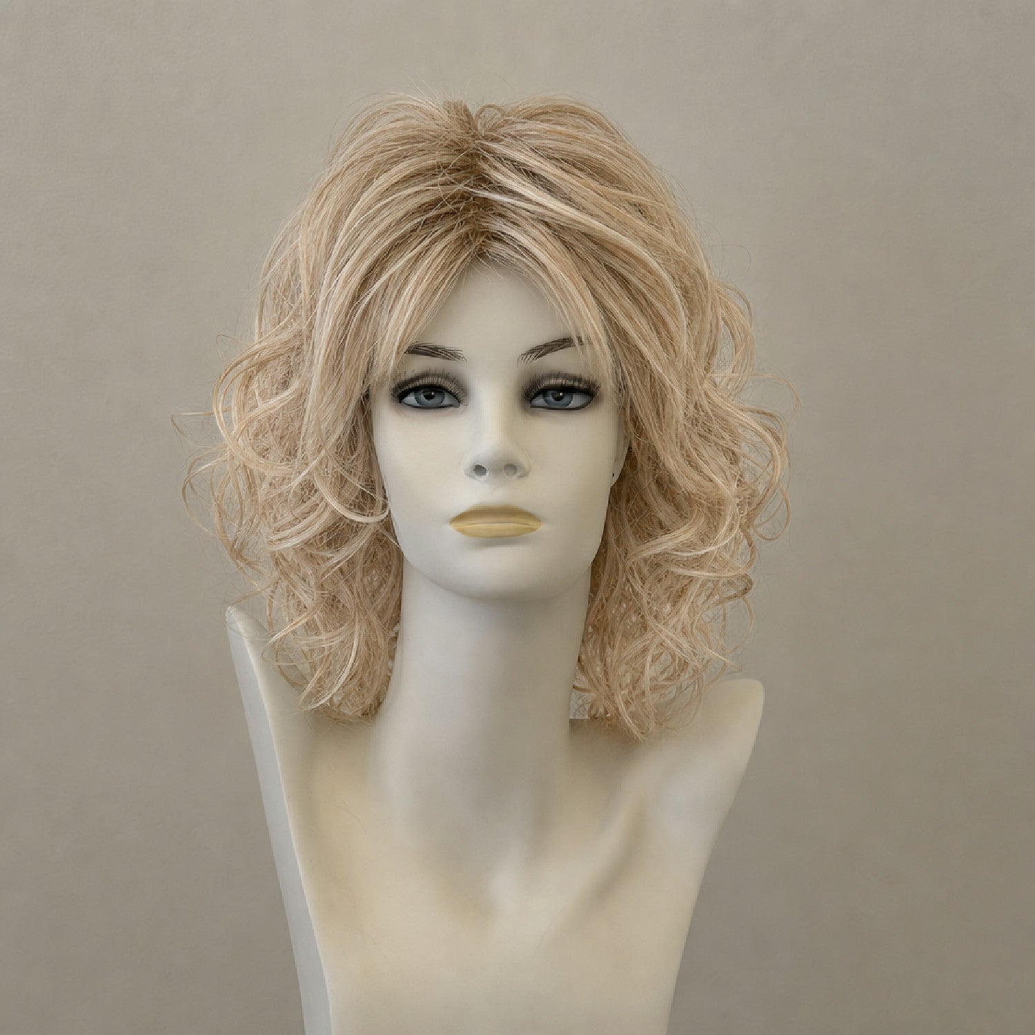 Blonde Perücke, schulterlang, mit Wurzelansatz
