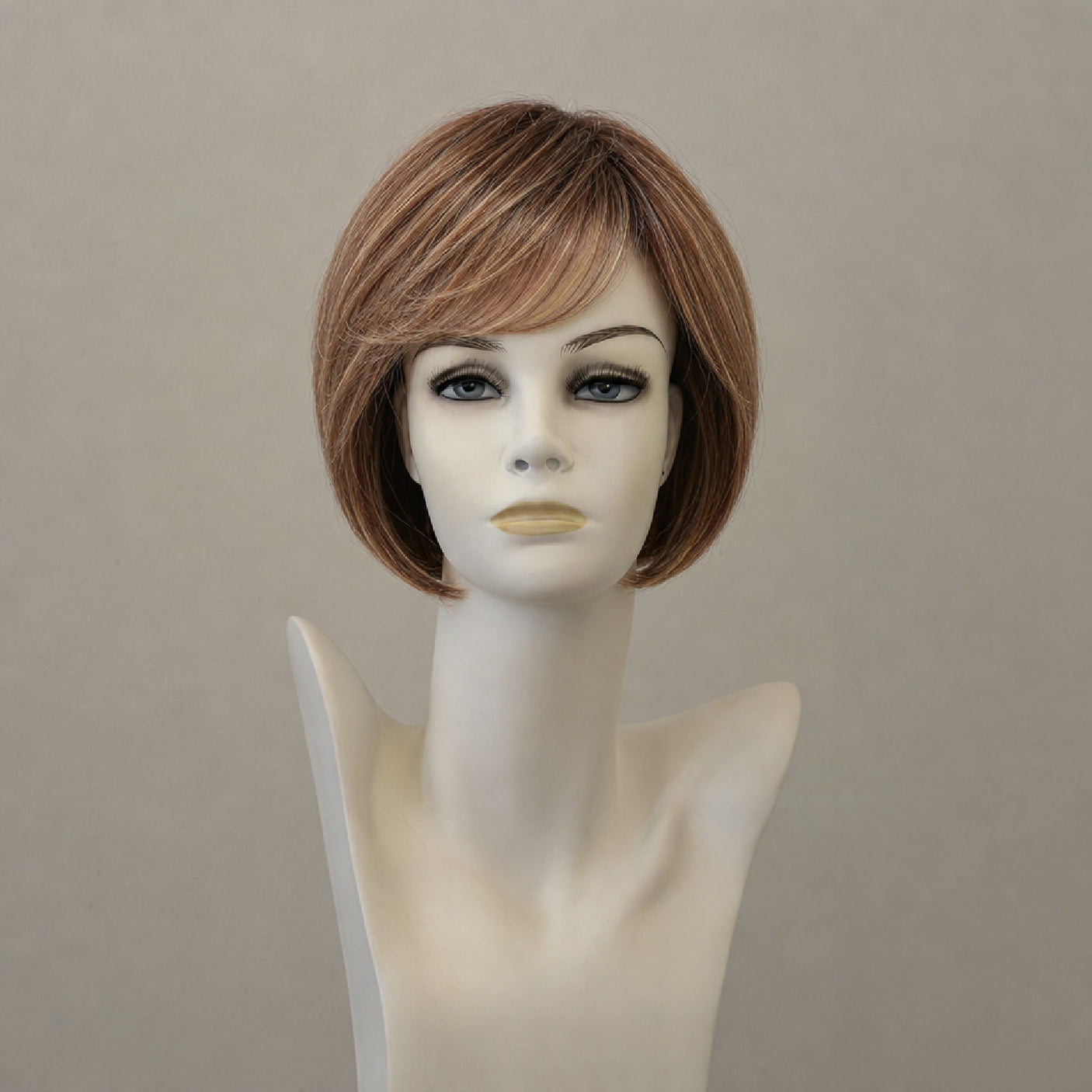 Kurze blonde Perücke mit Highlights, mittellang, wellig