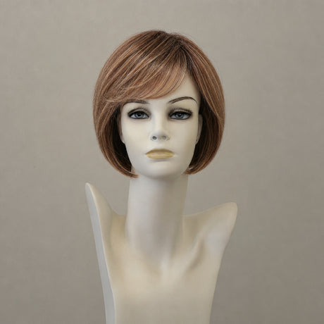Kurze blonde Perücke mit Highlights, mittellang, wellig