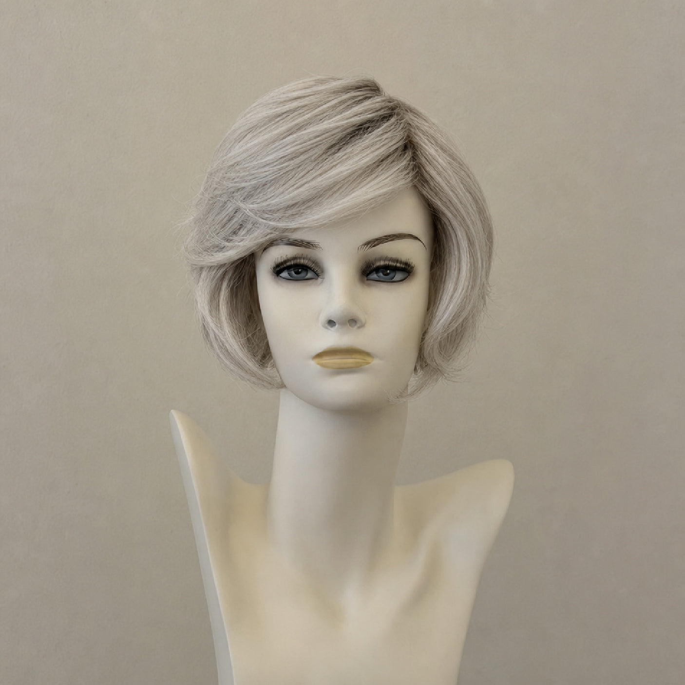 Silberne Bob-Perücke, schulterlang, glatt, Catwalk Deluxe Super