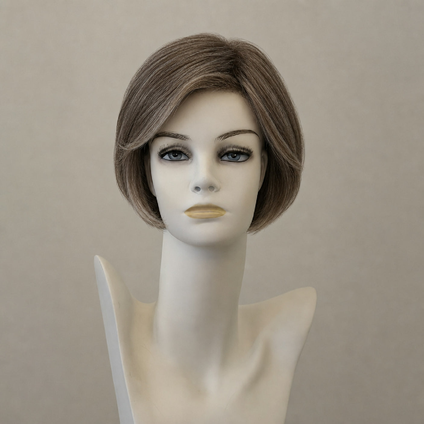 Elegante graue Perücke, Catwalk Deluxe, mittellang, mit Pony
