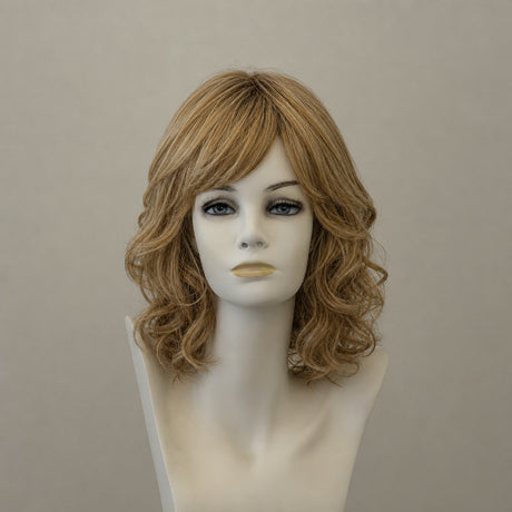Glamouröse Perücke Celebrity Mono Lace, honigbraun, mittellang