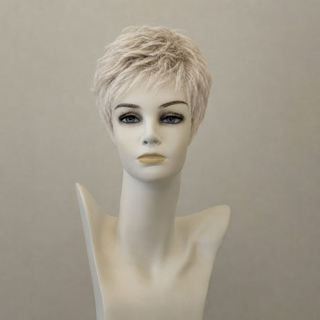 Platinblonde Perücke "Chat" mit dunklem Ansatz, mittellang
