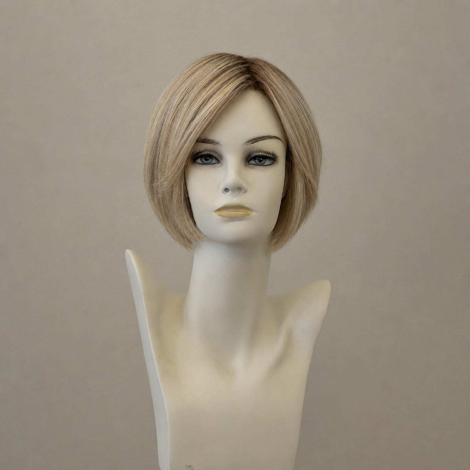 Dunkle Perücke, braun mit blonden Highlights, lang, gewellt, Lace-Front