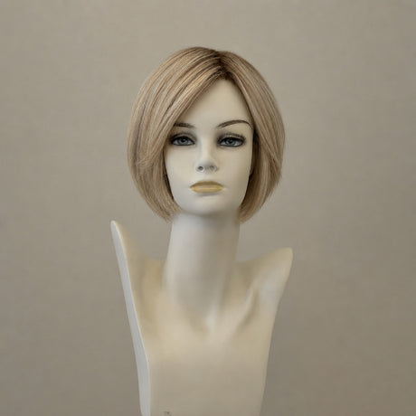 Dunkle Perücke, braun mit blonden Highlights, lang, gewellt, Lace-Front