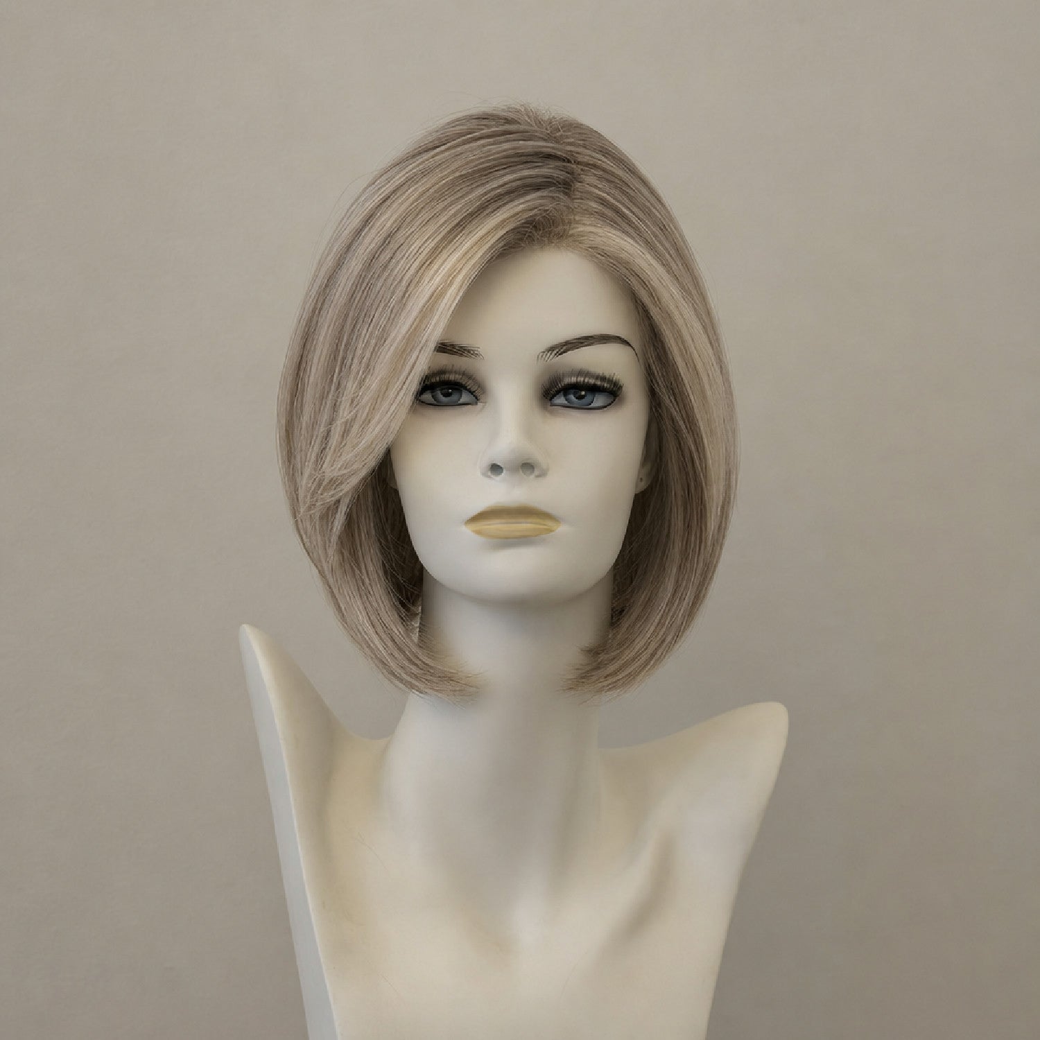 Glänzende, schulterlange Perücke in Naturschwarz, Monofilament Lace Front
