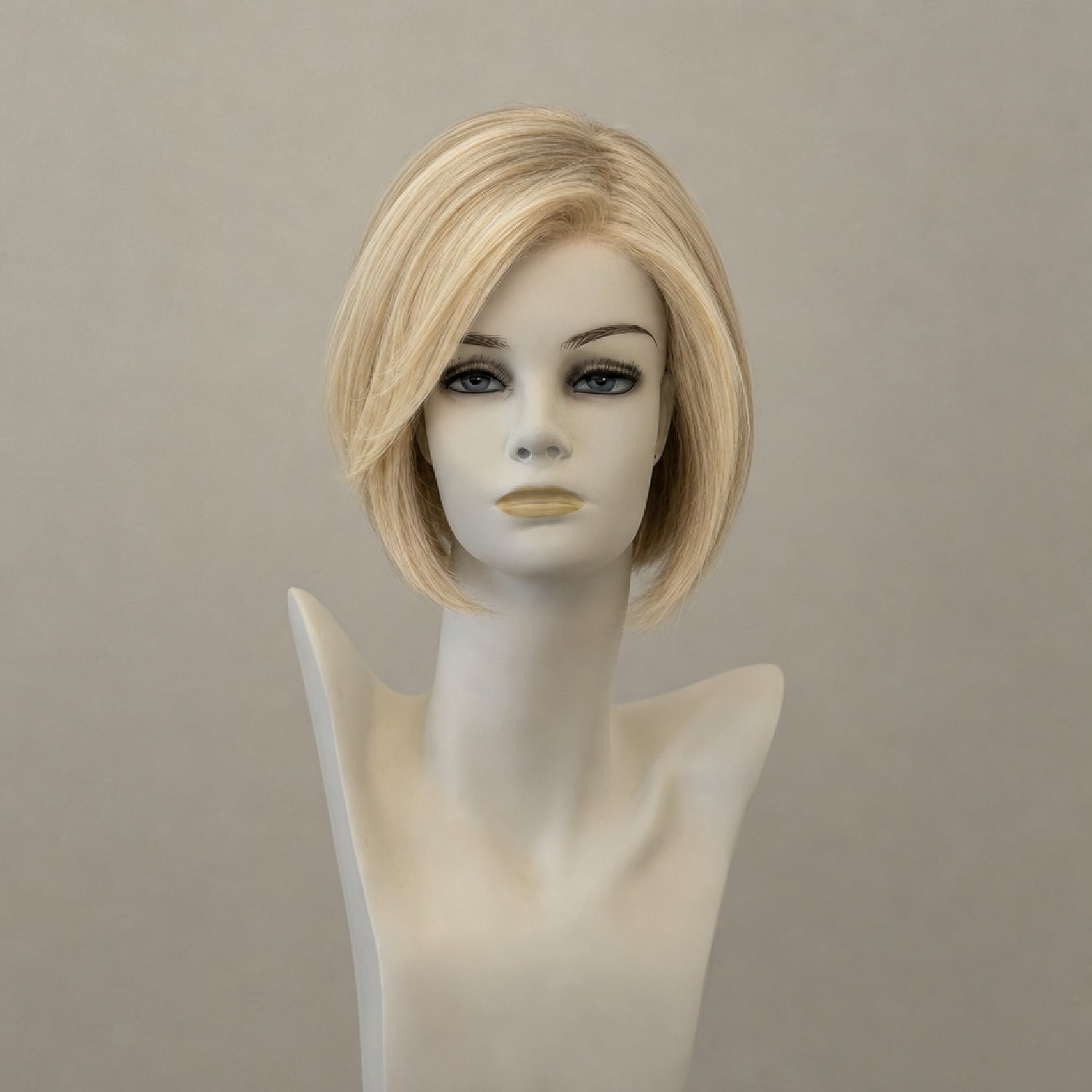 Perücke Cindy: Mittelblond, brünette Ansätze, Mittellang, Lace Front