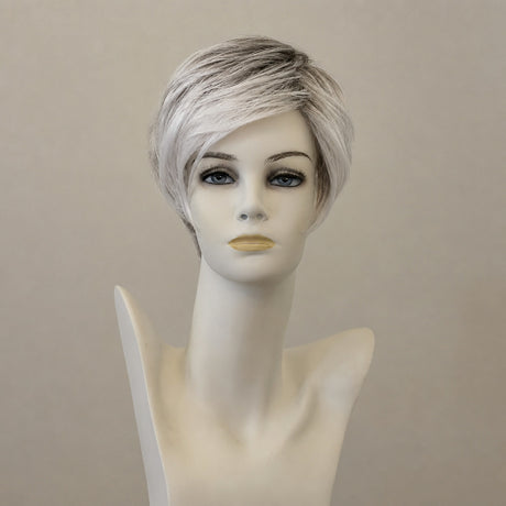 Cremeweiße Perücke mit dunklem Ansatz und Lace Front