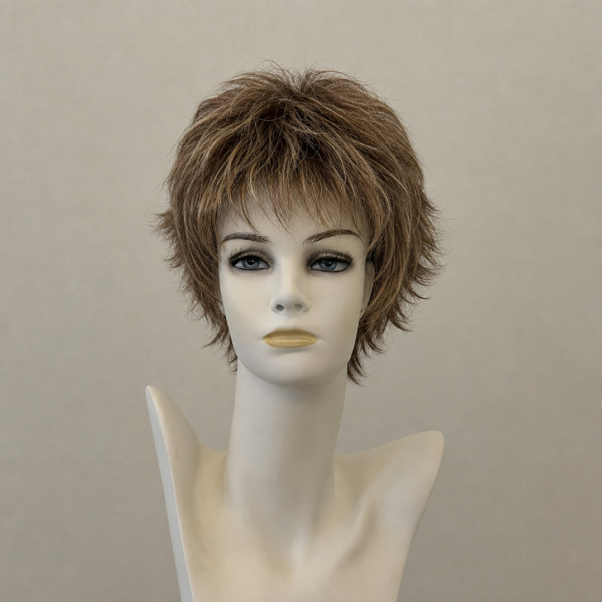 Kurze blonde Perücke mit Ansatz und Highlights