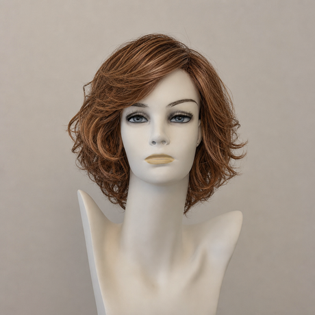 Kurze blonde honigfarbene Perücke, wellig, mit Lace Front
