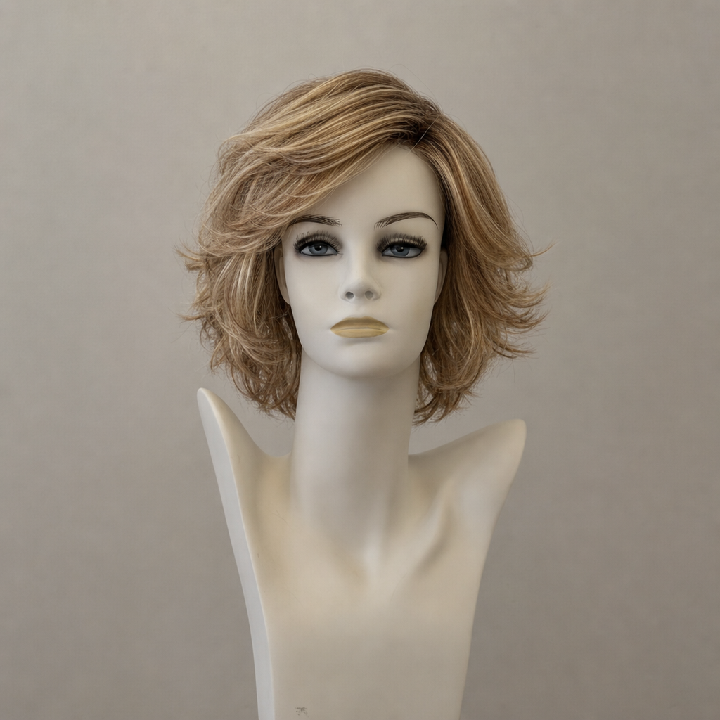 Perücke Cosmo Brigitte lang blond gesträhnt Kunsthaar Mono Lace