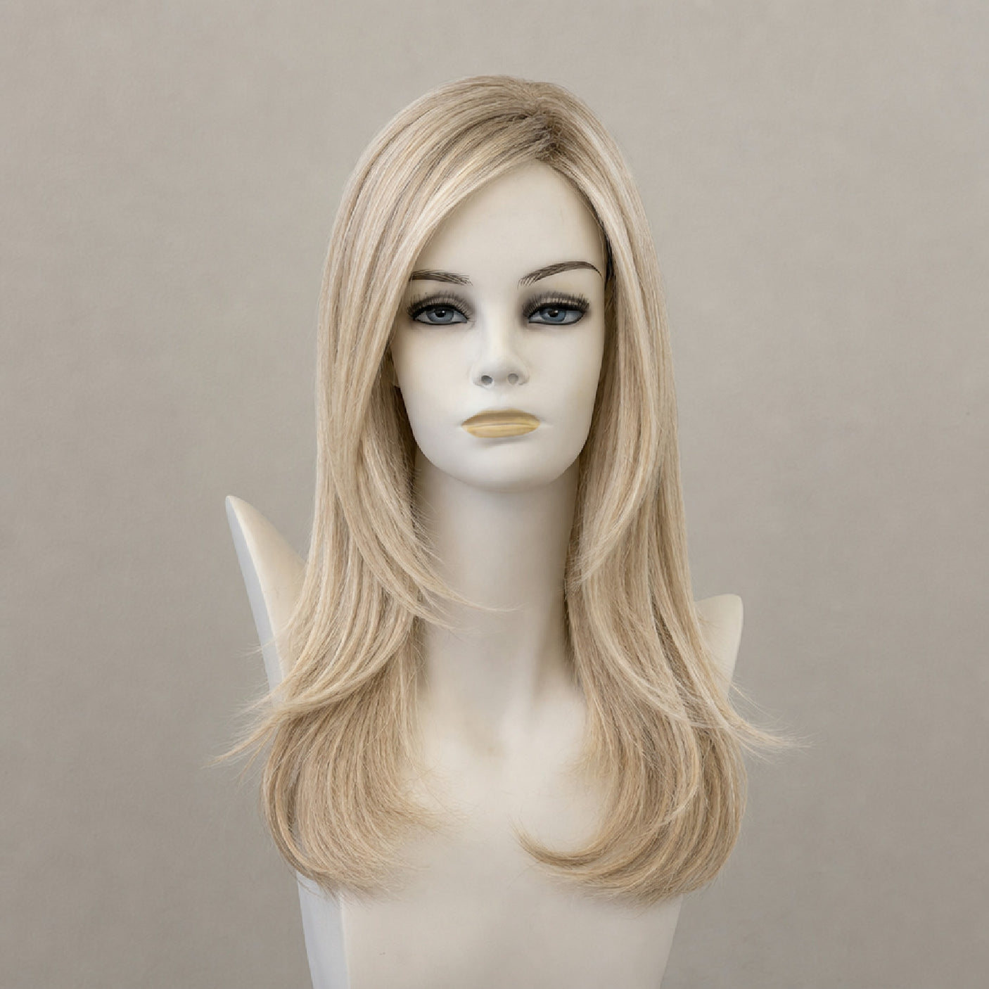 Lange Perücke, Danish Blond mit dunklem Ansatz