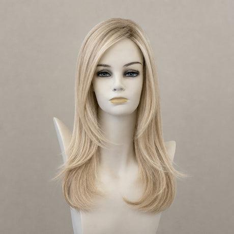 Lange Perücke, Danish Blond mit dunklem Ansatz
